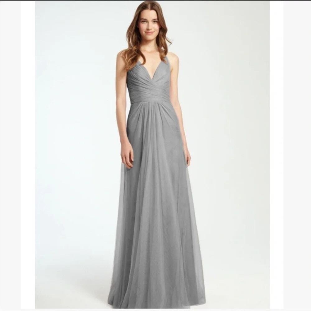 Monique Lhuillier Vienna Slate Tulle Bridesmaid Formal Gown Size 8